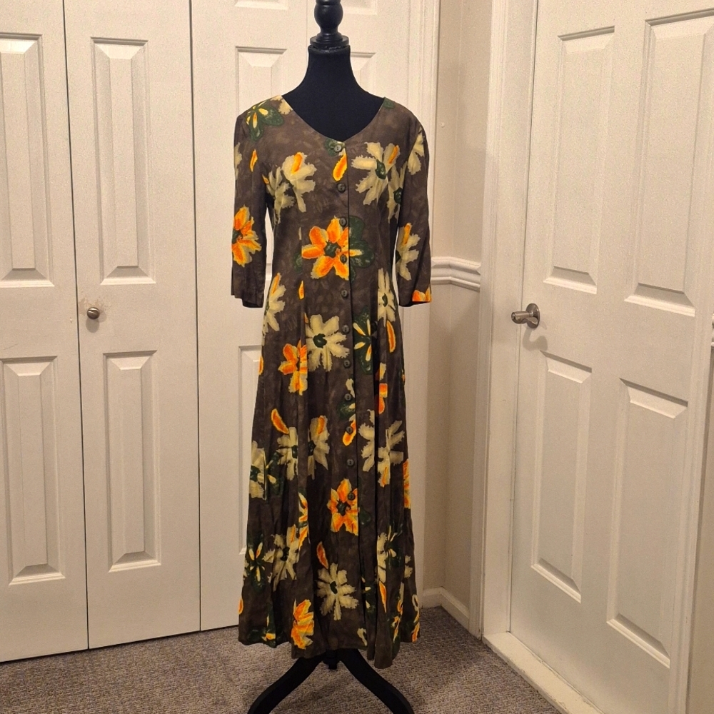NWT JOLIBEL Green floral print V-Neck Maxi dress - 8